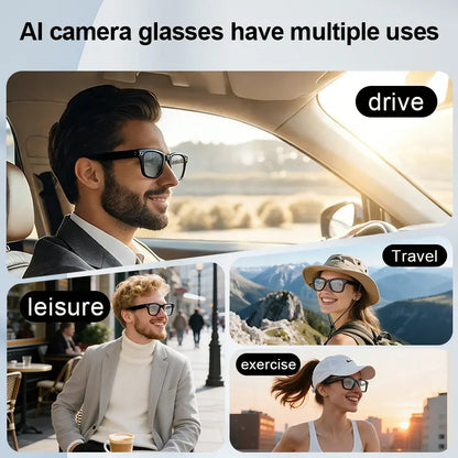 AI Smart Camera Glasses – 8MP HD Photo & Video, Built-In AI Assistant, Hands-Free Recording, Bluetooth Music & Calls, Real-Time Translation, Perfect for Travel & Daily Life Touch
