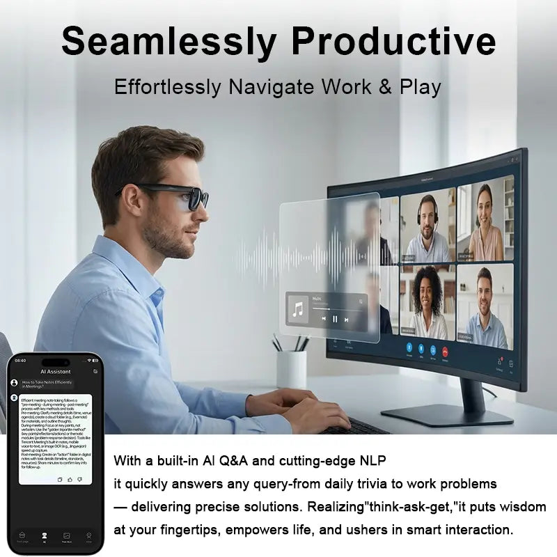 AI Smart Camera Glasses – 8MP HD Photo & Video, Built-In AI Assistant, Hands-Free Recording, Bluetooth Music & Calls, Real-Time Translation, Perfect for Travel & Daily Life Touch